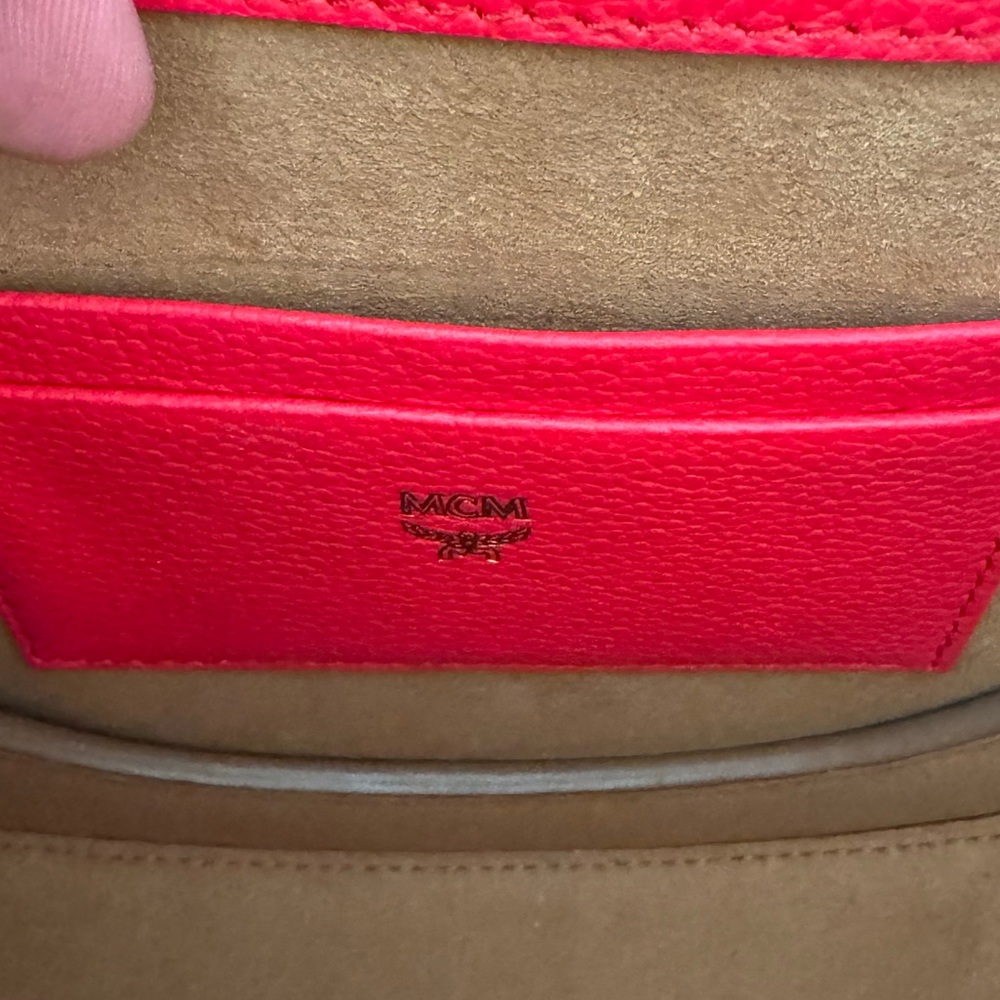 MCM Patricia Shoulder Bag with Top Handle Color block pattern - Red/Coral - EUC - Picture 6 of 11